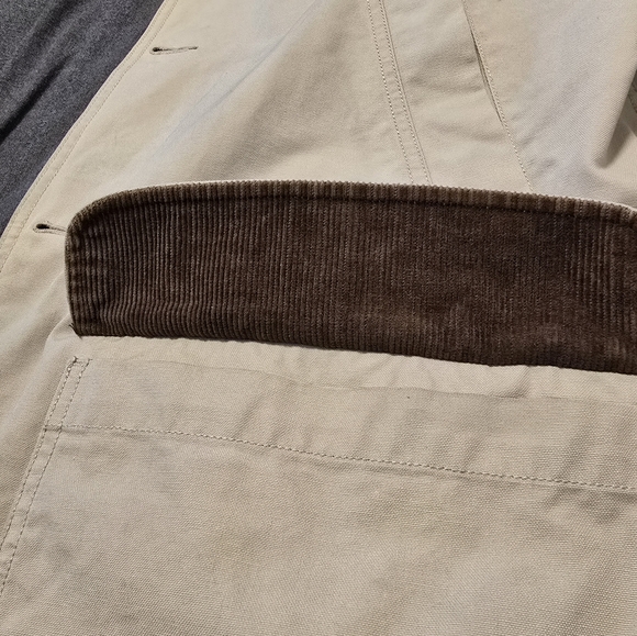 LL BEAN Barn Coat Men’s Large Beige Corduroy Collar Cord Trim Jacket - Picture 8 of 10
